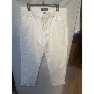 LRL Ralph Lauren Jeans Co White Denim Cropped Capris Pants Women Size 16 Preppy